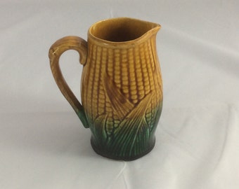 English Majolica Corn Pitcher