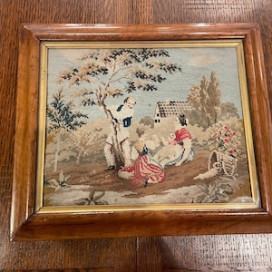Petit Point Framed Tapestry From England