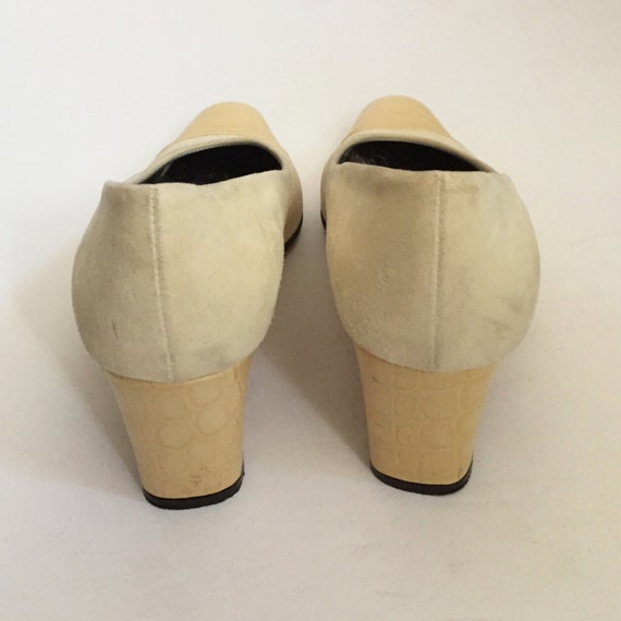 80s/90s ESCADA Suede & Alligator toe cap pumps - … - image 4