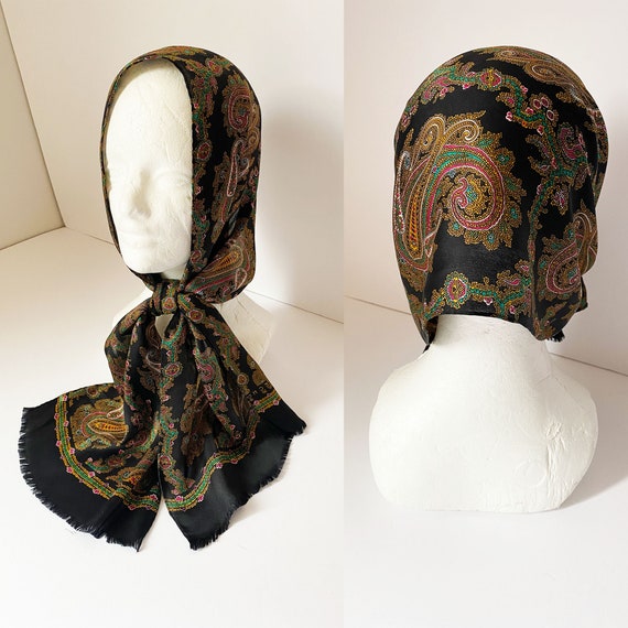 80s ECHO Floral Paisley Silk Scarf - - image 4