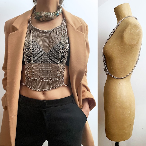 Falconiere Grand Corset - Silver Tone Chainmail Vest