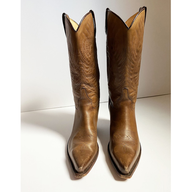 R SOLES By Judy Rothschild Brown Cowboy Boots Western Stitch | Etsy