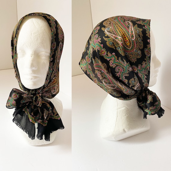 80s ECHO Floral Paisley Silk Scarf - - image 3