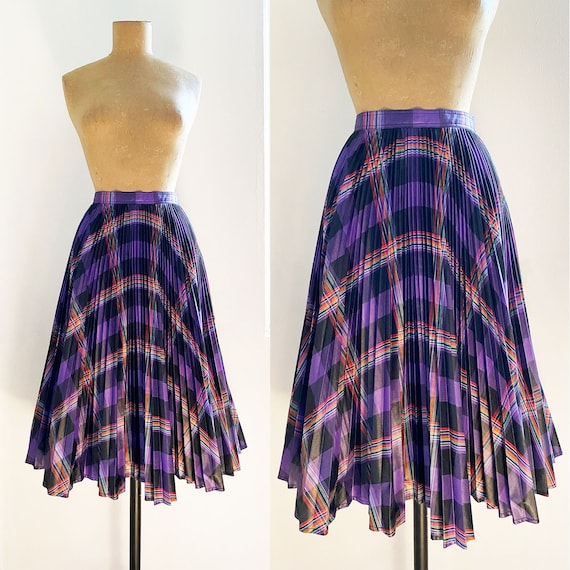 70s BILL ATKINSON Plaid Cotton Skirt - Accordion P