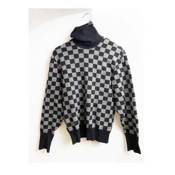 80s HANAE MORI Cashmere Sweater - Checkerboard Tur