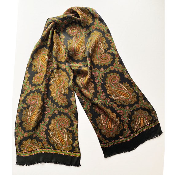80s ECHO Floral Paisley Silk Scarf - - image 2