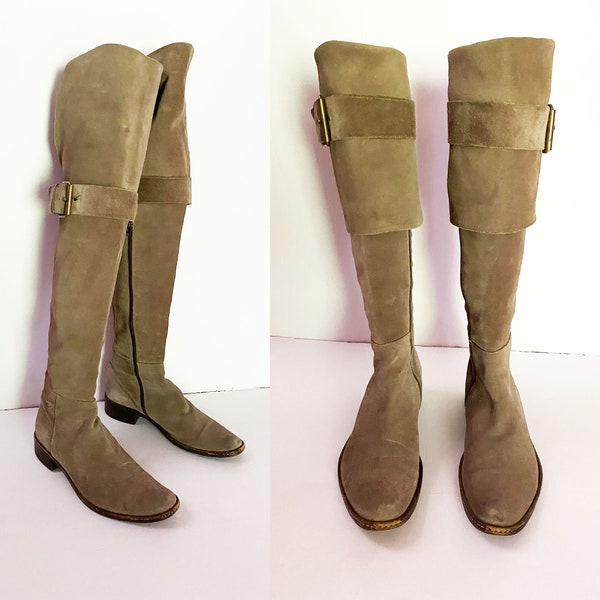Barneys New York Equestrian Suede Thigh High Boots - Knee High Pirate Boots - OTK