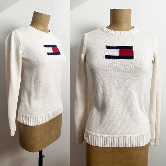 kern Ban supermarkt 1990s Tommy Hilfiger Minimalist Sweater American Flag Cotton - Etsy