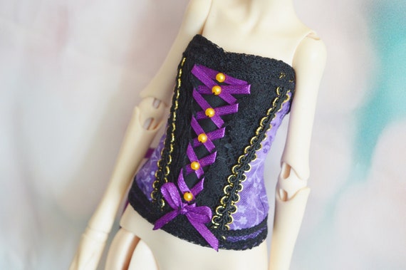 Doll Chateau Clothes Corset MSD BJD 1 4 Girl K 01 K 05 K 06 Gothic Girl or Boy Black and Purple Violet Top or Sexy Underwear Etsy