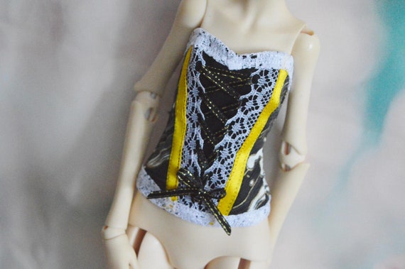 Doll Chateau Clothes Corset MSD BJD 1 4 Girl K 1 Black and Yellow Straples Top Clothing for Bjd Doll Girl or Boy Etsy