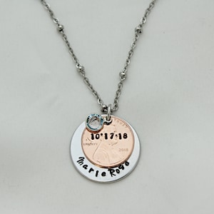 Name Necklace, Date Necklace, New Mom Gift, New Grandma Gift, New Mom Jewelry, Personalized Necklace, New Baby Gift, YOU CHOOSE YEAR