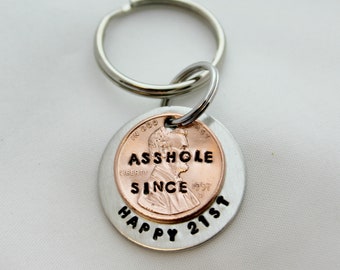 21st Birthday, Penny Keychain, 21st Birthday Gift, 21st Gifts, Funny Gifts, 21st Birthday Gift For Him, Penny Gifts, YOU CHOOSE YEAR