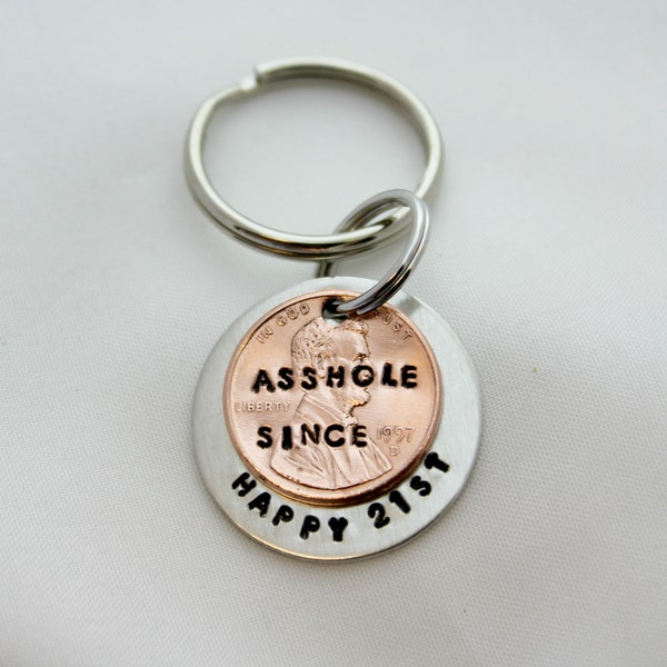 21st Birthday, Penny Keychain, 21st Birthday Gift, 21st Gifts, Funny Gifts, 21st Birthday Gift For Him, Penny Gifts, YOU CHOOSE YEAR