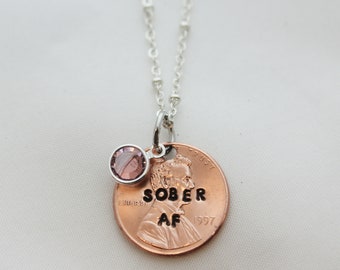AA Necklace, Sobriety Gift, Sobriety Coin, AA Anniversary Gift, Recovery Anniversary, AA Friend, Sobriety Jewelry, You Choose Year