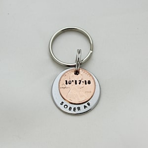 Sobriety Anniversary, Sobriety Date, AA Anniversary Gift, Recovery Gifts, Sober 1 Year, Sober AF, Recovery Keychain, You Choose Year