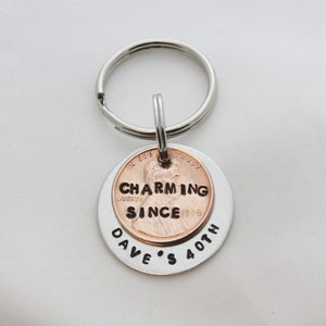 40th Birthday Men, 40th Birthday Gift For Man, 40th Birthday 1985, Penny Keychain, Personalized Keychain, Penny Gift, YOU CHOOSE YEAR