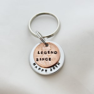 Husband 30th Birthday, Husband 40th Birthday, Husband 50th Birthday, Husband Keychain, Personalized Gift, Date Gift, YOU CHOOSE YEAR