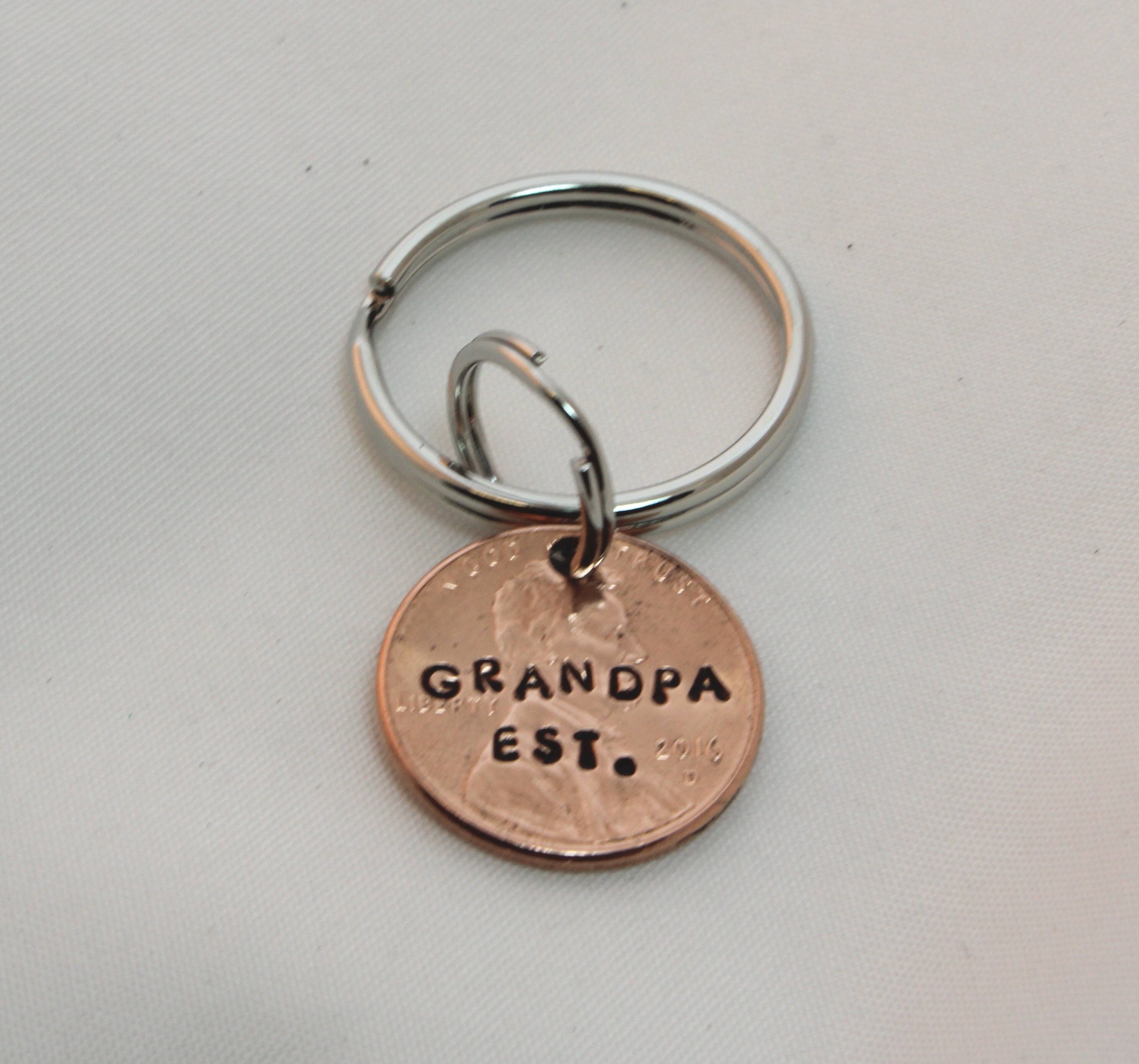 Grandpa Est Grandpa Keychain Grandpa Established Grandpa Etsy UK