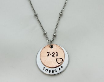 Sobriety Anniversary, Sobriety Gift, Sobriety Gift For Her, Sobriety Date, AA and NA Necklaces, AA Gifts, Sobriety Jewelry, You Choose Year