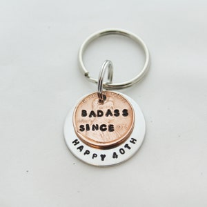 40th Birthday, 40th Birthday Men, 40th Birthday Women, Penny Gifts, Penny Keychain, 40th Birthday Gifts, Date Keychain, YOU CHOOSE YEAR