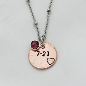 Birthstone Gifts, Birthday Gifts, Birthday Gifts For Her, Birthstone Jewelry, Birthstone Necklace, Penny Necklace, Date Gift YOU CHOOSE YEAR