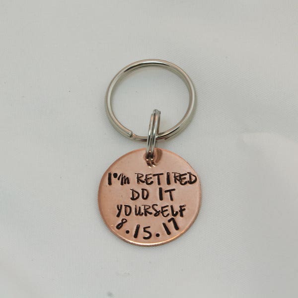 Retirement Gifts For Women, Retirement Gifts, Keychain Personalized, Retirement Gift, Funny Retirement Gifts, Date Keychain, Date Stamp