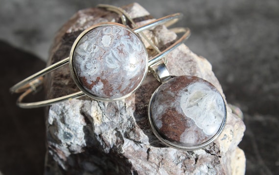 Purple Rainforest Jasper (Mushroom Rhyolite) Necklace and Bracelet Set