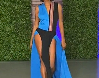 Slit dress,double front slit,Maxi dress,High slit dress,split dress,sexy dress,unique dress,deep cut back, plunging neckline