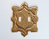 Vintage Brass Light Switch Cover circa 1960s, 39 Charm N Style 39 Double Switch, Hollywood Regency Design