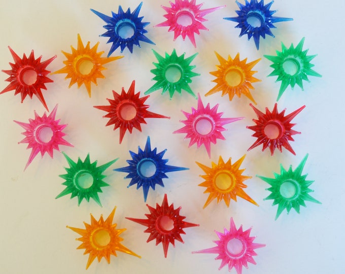 Vintage Christmas Starburst Light Covers, 19 Plastic Covers, Christmas Tree String Light Covers