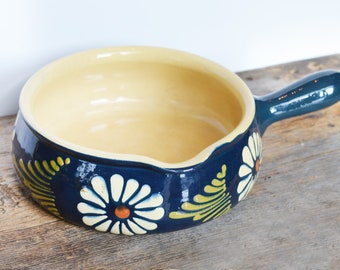 Vintage Alsace Fondue Pot, Soufflenheim pottery, Heavy Stoneware Mid Century Kitchen, made in Germany circa 1960s