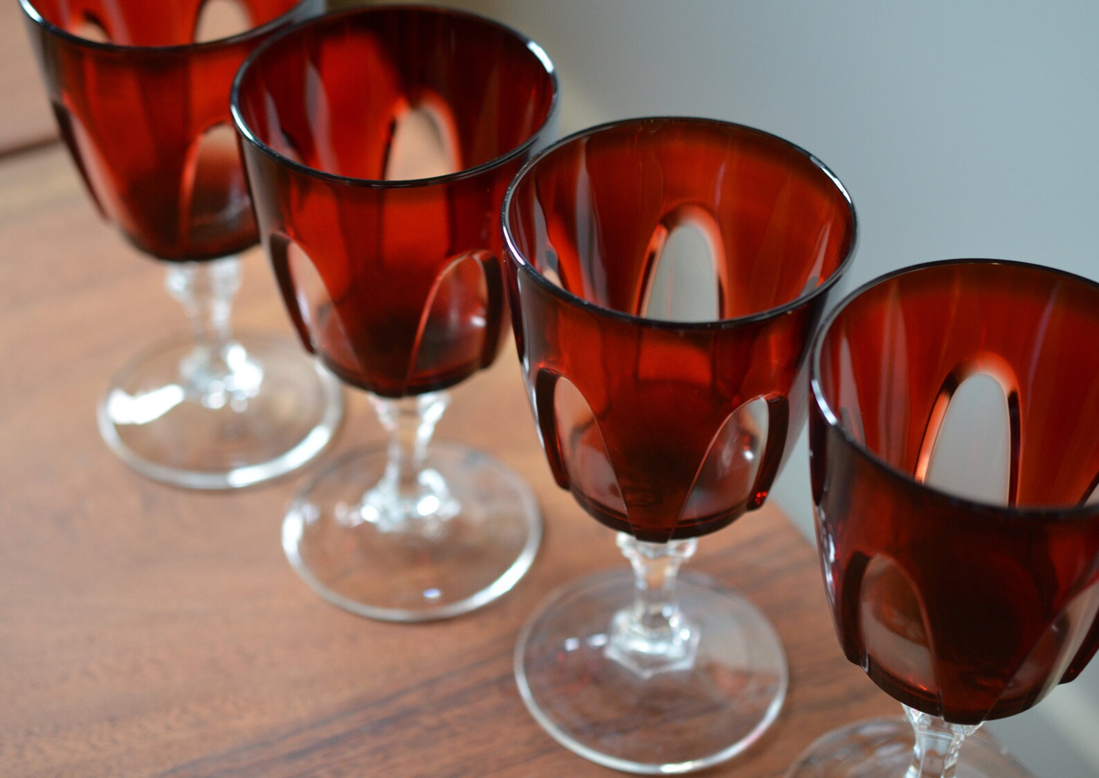 Vintage Red Wine Goblets Set of 4 Luminarc Arcoroc Cristal Etsy