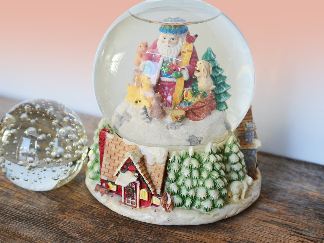 Vintage Musical Christmas Snow Globe, Santa Claus Scenery - Etsy