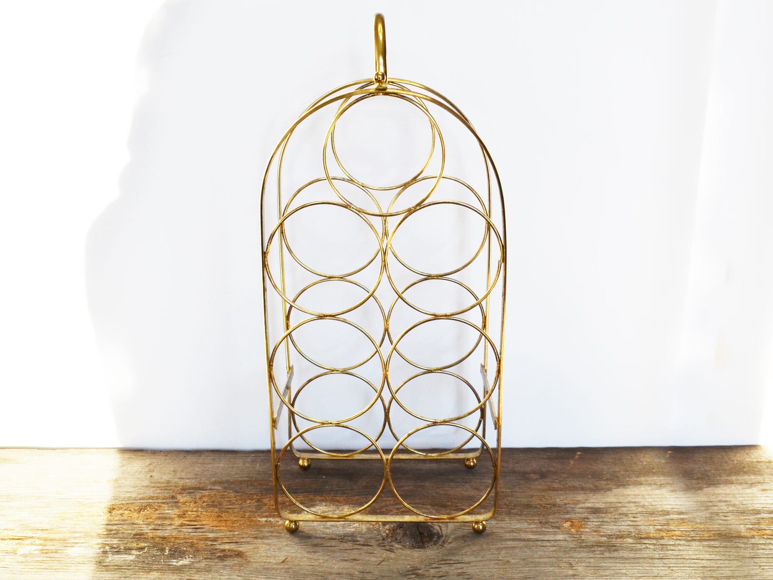Vintage Brass Wine Rack 7 Bottles Mid Century Modern Home Etsy