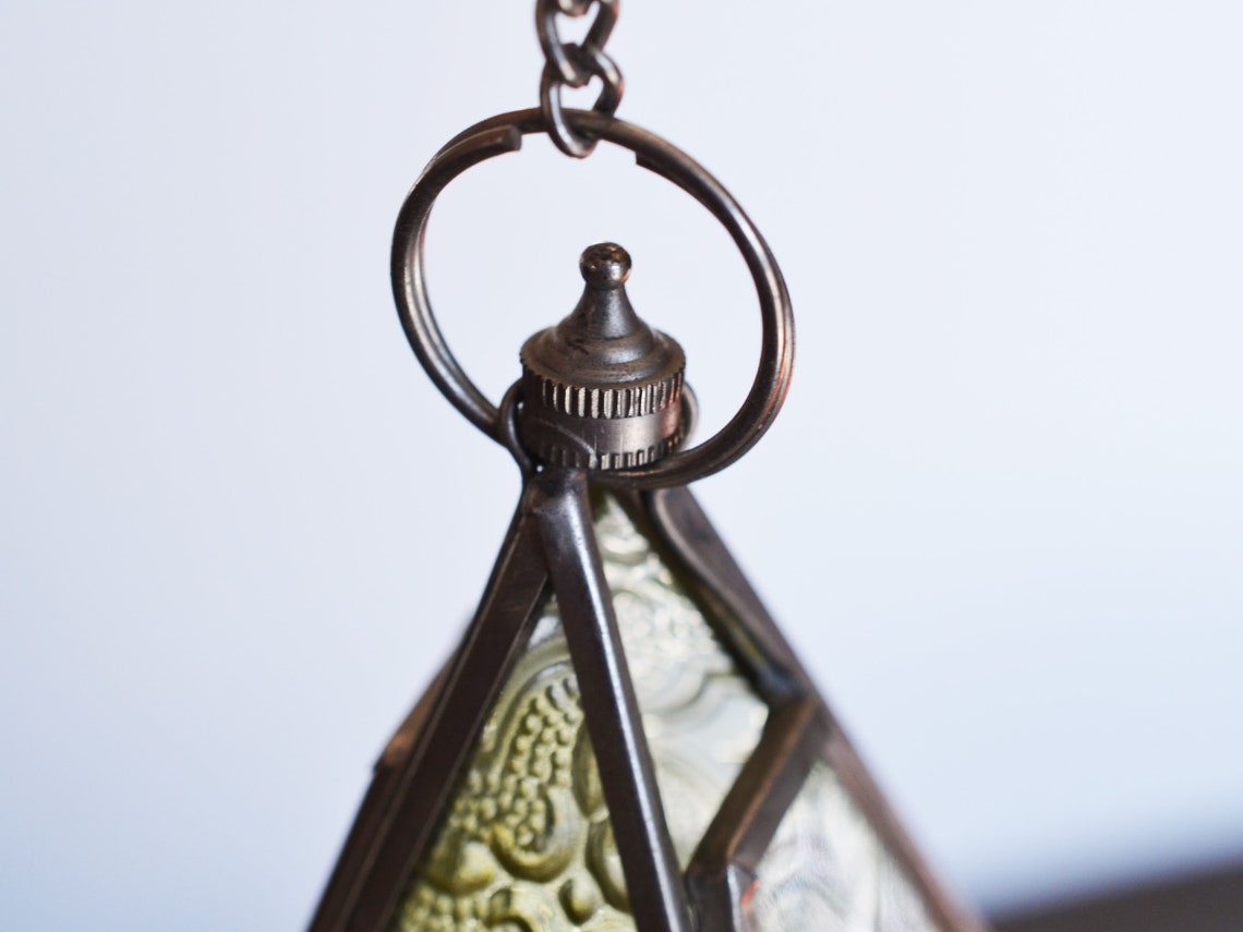 Vintage Glass Star Candle Holder Circa 1980s Green Patterned Etsy