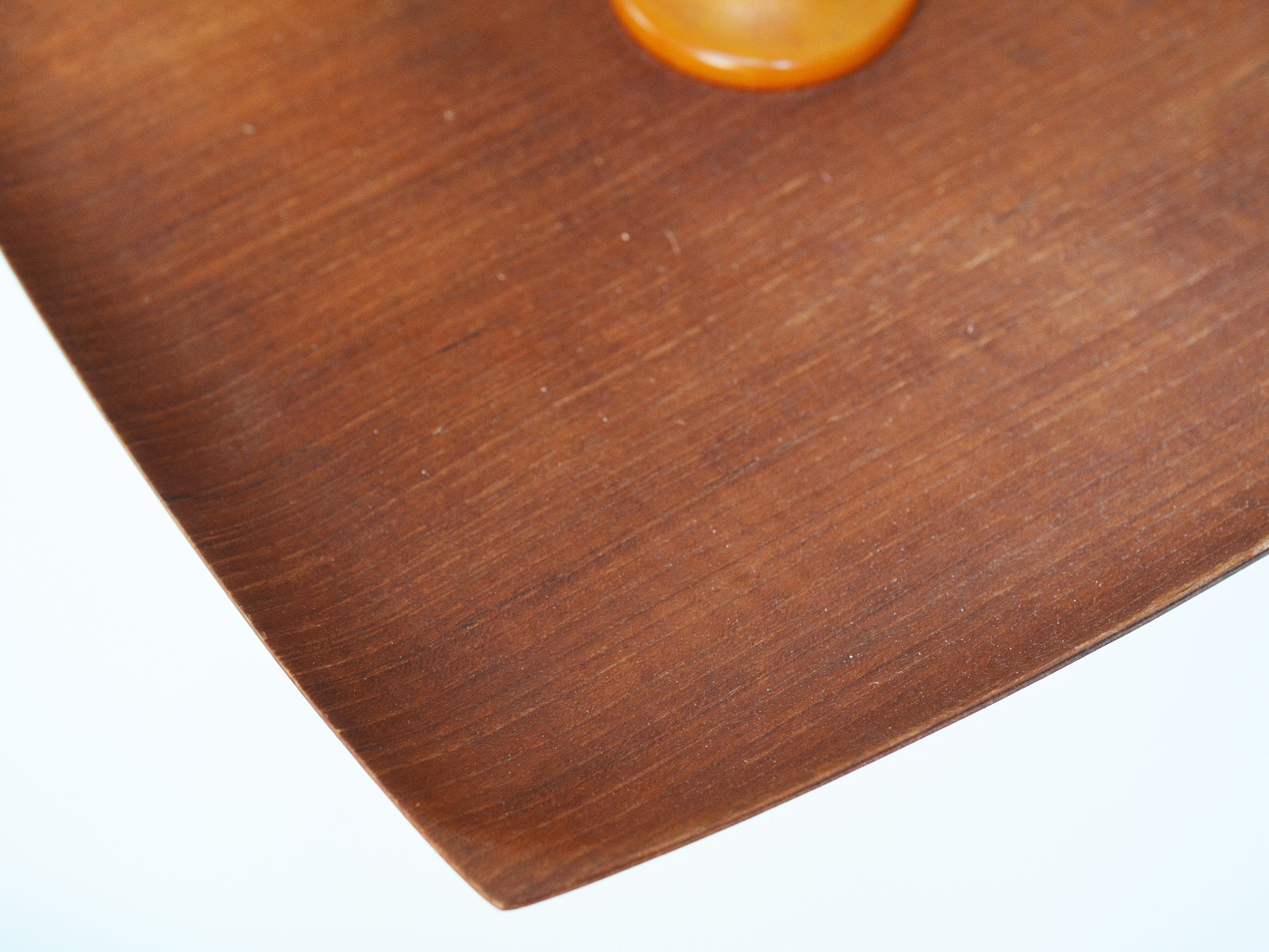 ヴィンテージ 青峰重道チーク材トレイ、クローム仕上げの皿付き