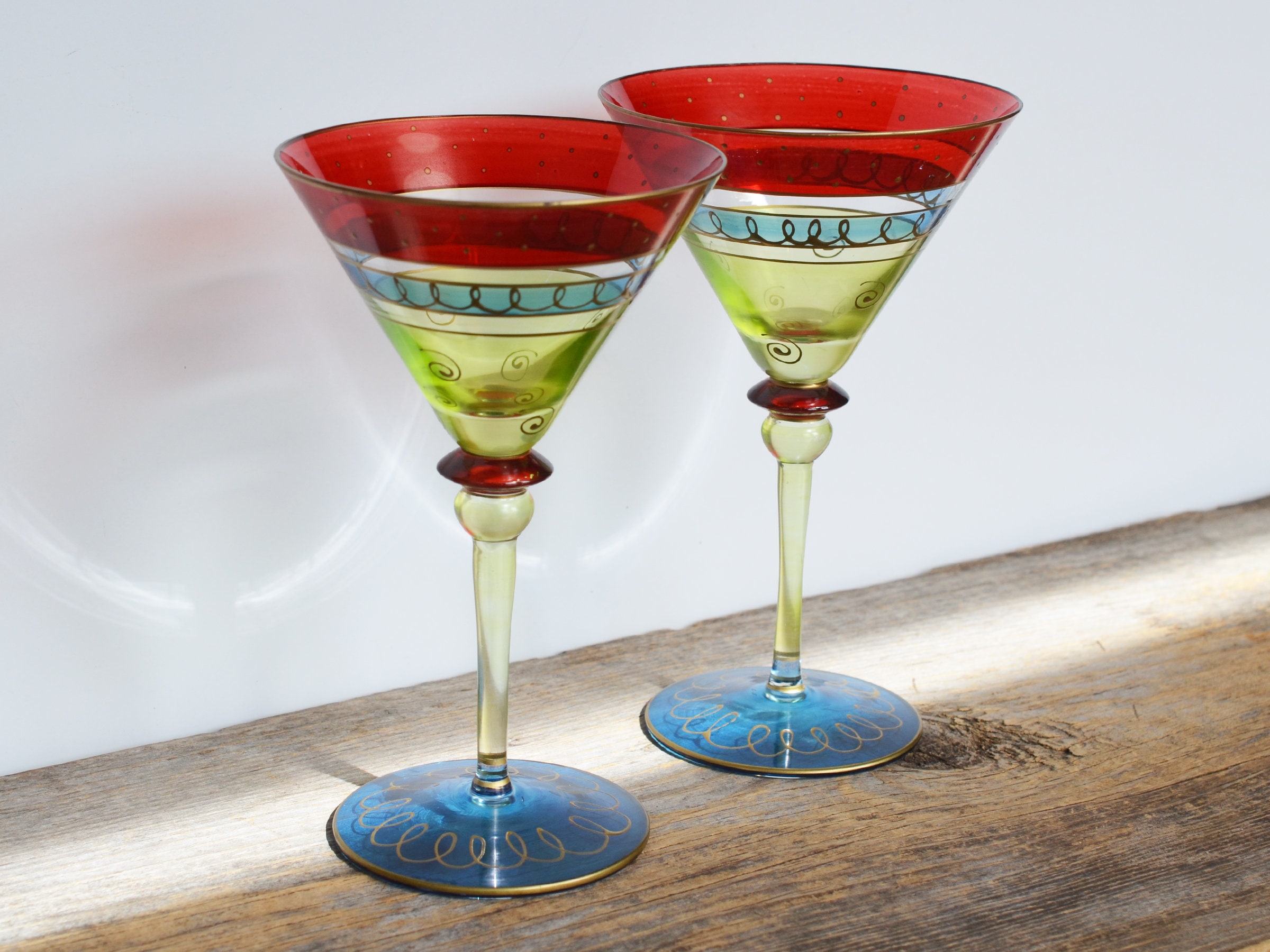 Set of 4  Crystal Martini Glass Etched with Monogram, 10 oz
