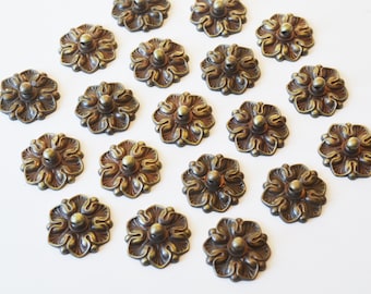 Vintage Brushed Brass Floral Hardware, French Provincial Decor