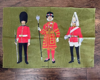 Vintage Ulster Irish Linen Tea Towel souvenir, Queen's Guards British Monarchy, Vintage Irish Farmhouse Kitchen