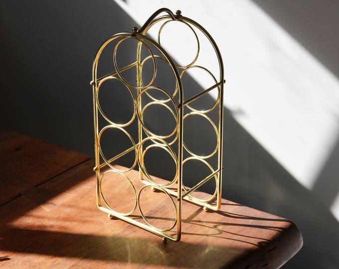 Vintage Brass Wine Rack 7 Bottles Mid Century Modern Home Etsy