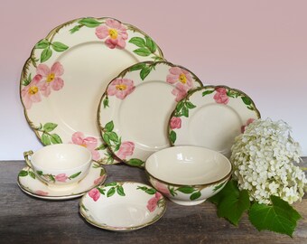 Vintage Franciscan Ware Desert Rose Dinnerware circa 1941, Gladding McBean California, Multiple pieces available, Hand-Painted Roses