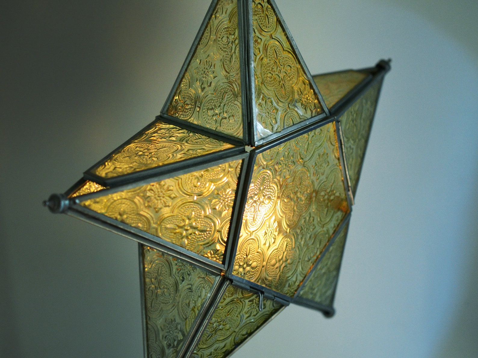 Vintage Glass Star Candle Holder Circa 1980s Green Patterned Etsy