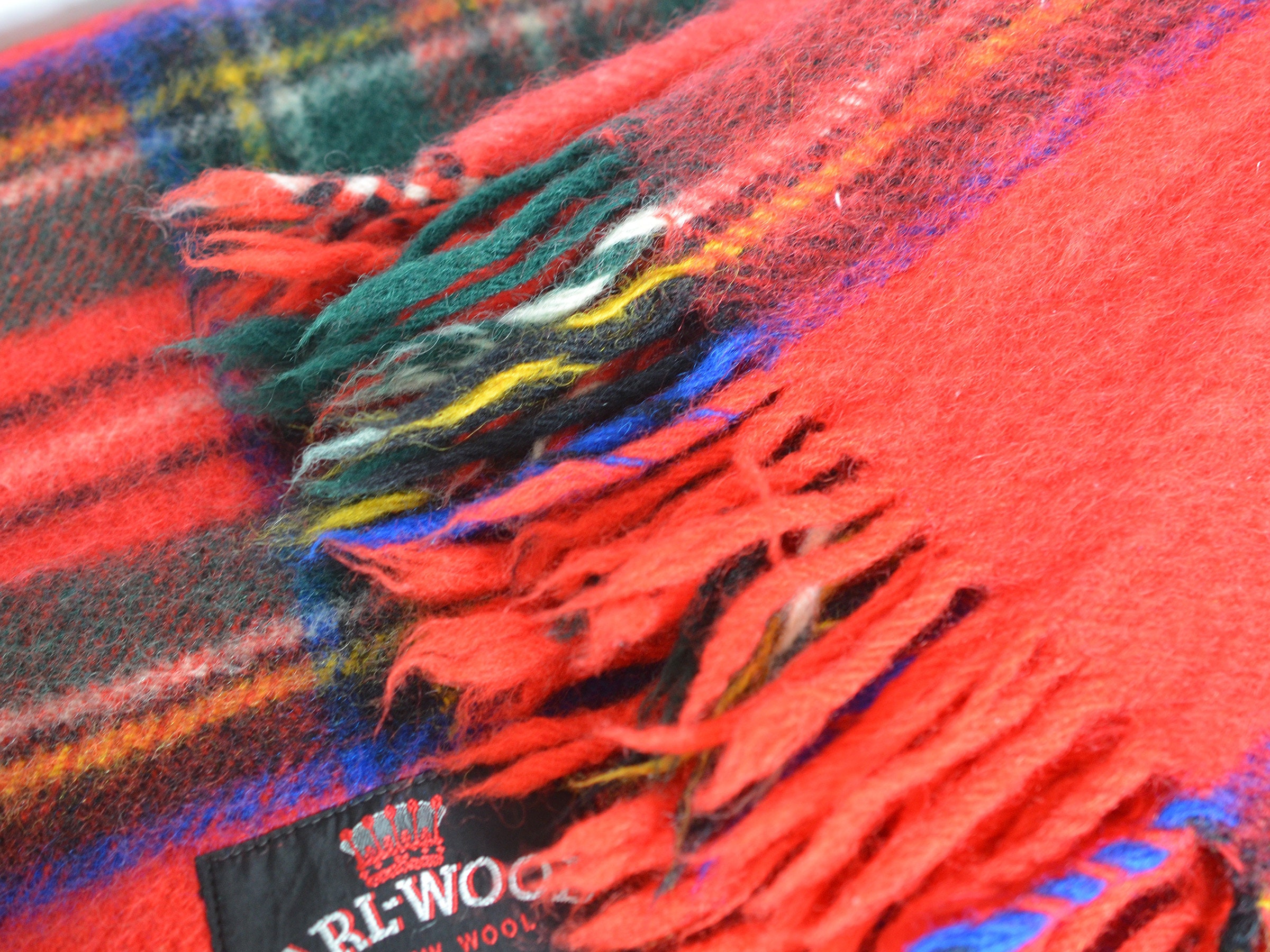 Vintage Earl-wood Scottish Wool Blanket, Red Stewart Clan Plaid