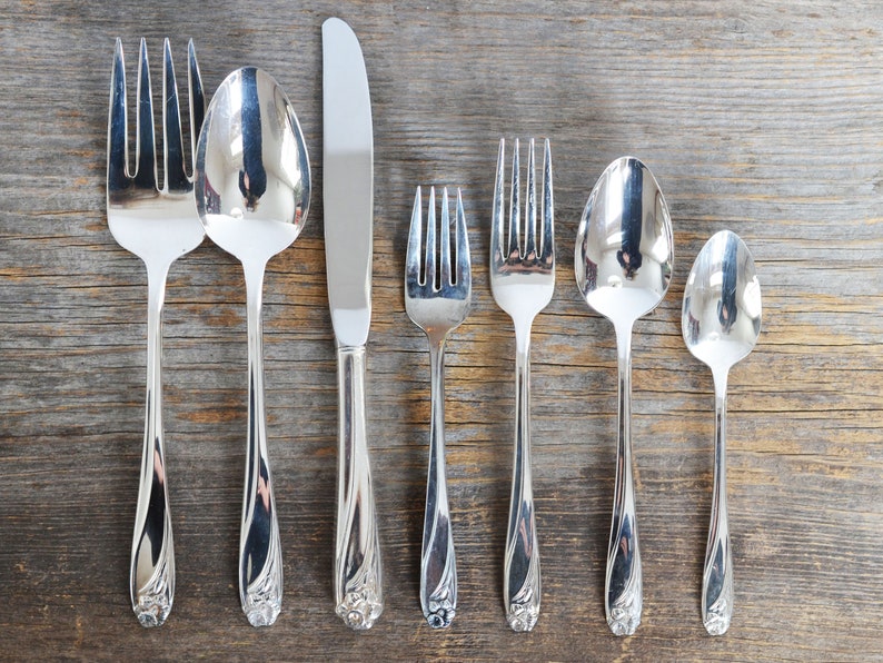 Vintage Silver Flatware, Rogers Bros. Daffodil Pattern circa 1950, Silver-Plated Cutlery, Multiple Pieces available, Floral Dinnerware image 1