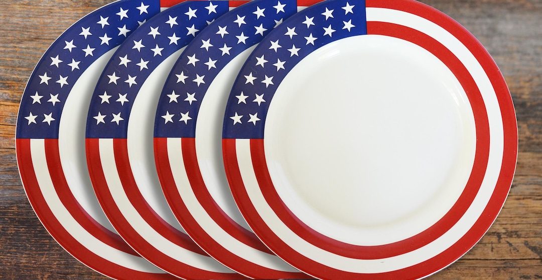 Vintage Ralph Lauren 'hampton's Flag' Plates Set of 4, 9.5