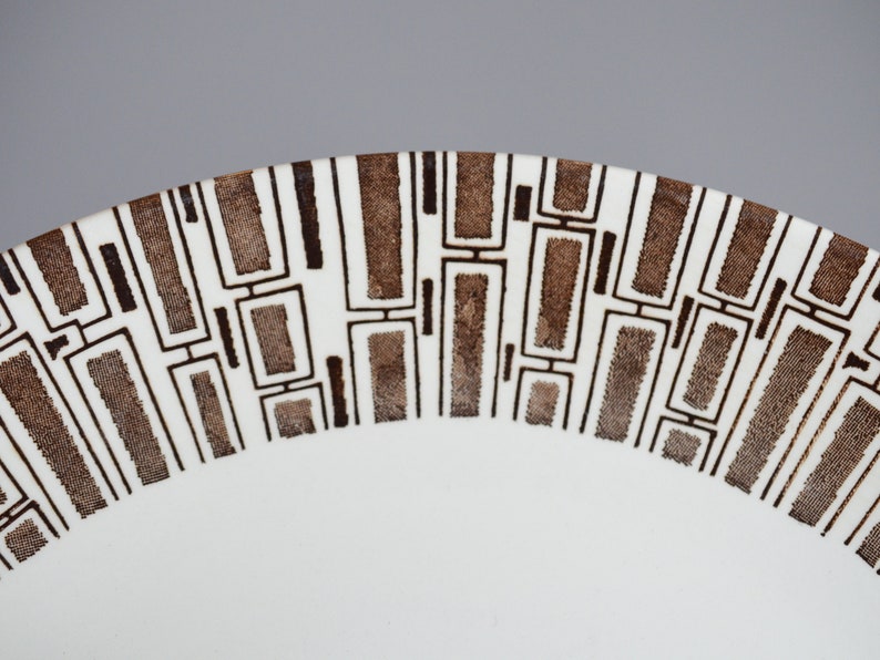 Vintage Ridgway Espresso Dinnerware, Ironstone made in England circa 1960s, mid century brown geometric pattern image 3