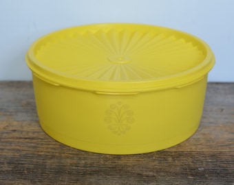 Vintage Yellow Tupperware Servalier Canister 1205, Mid Century Kitchen storage, Yellow Kitchen