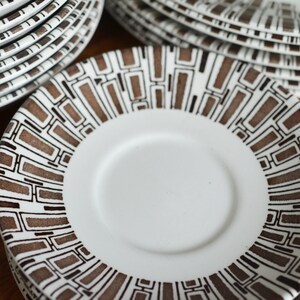 Vintage Ridgway Espresso Dinnerware, Ironstone made in England circa 1960s, mid century brown geometric pattern image 8