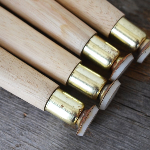Mid Century Legs, Set of 4 long Danish style, unstained vintage furniture legs, tapered maple, Eames style