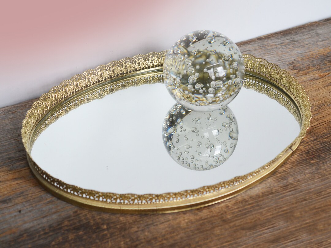 Vintage Silver Vanity Tray Perfume Tray With Mirror Ormolu Etsy